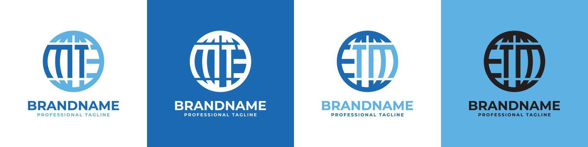 Letter MT and TM Globe Logo Set, suitable for any business with MT or TM initials. vector
