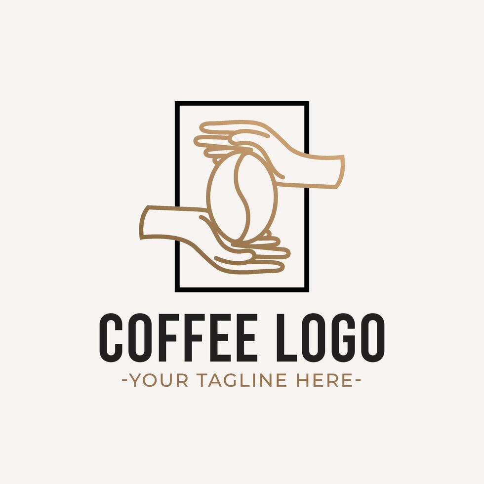 Line Art Creative Hand Coffee Logo vector