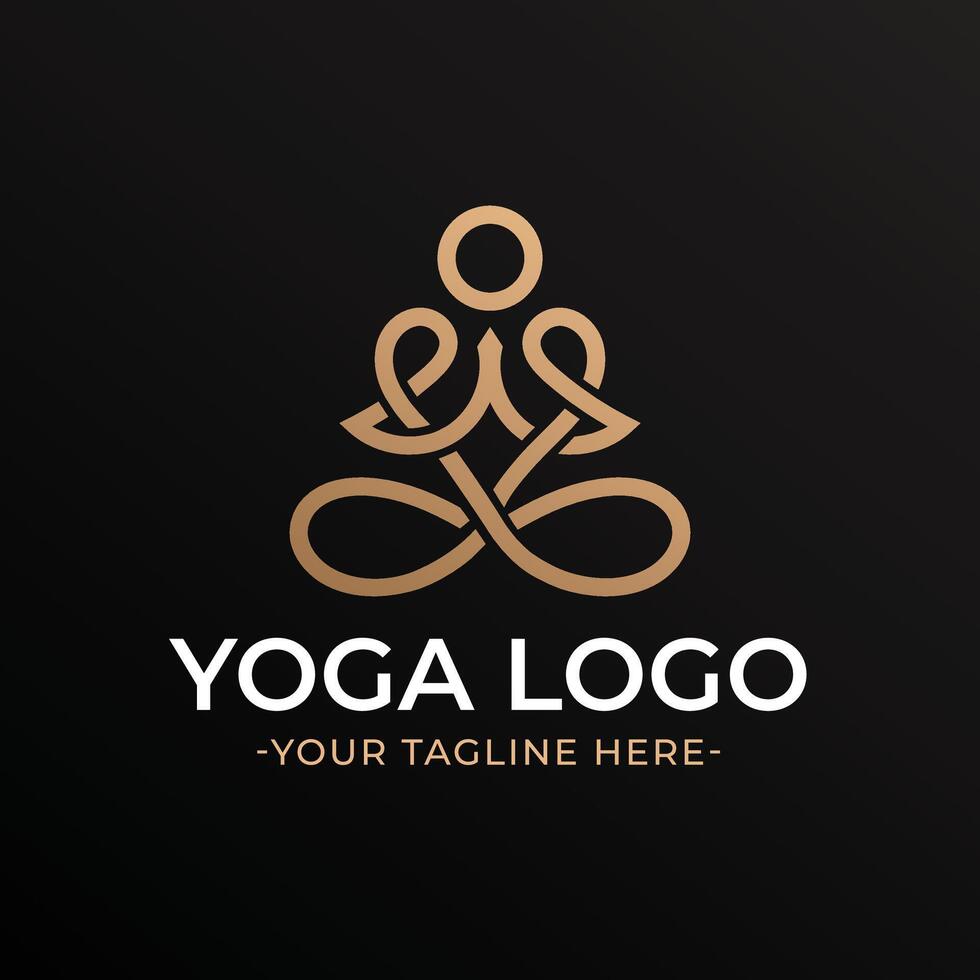 oro elegante línea Arte yoga logo vector