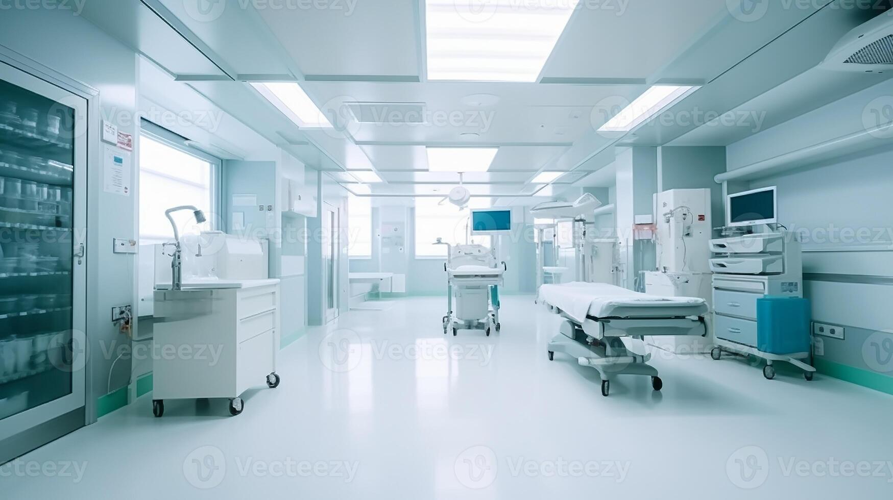 AI generated Empty hospital interior view photo