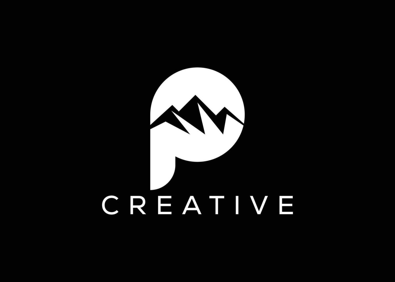 Minimal Letter P mountain logo design vector template. Initial Letter P hill vector logo