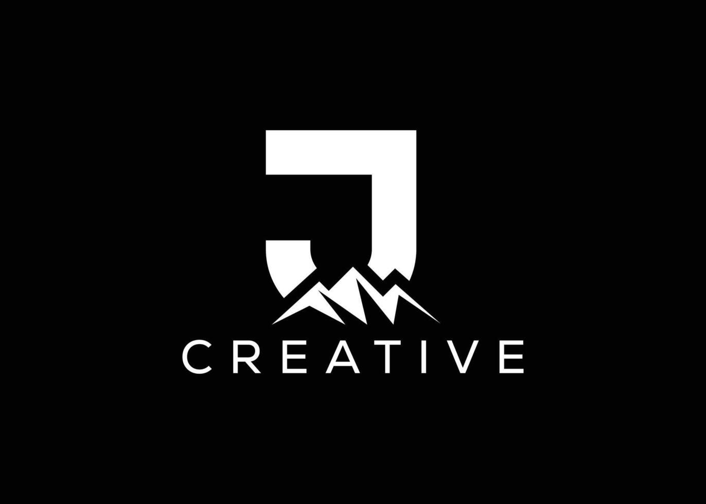 Minimal Letter J mountain logo design vector template. Initial Letter J hill vector logo