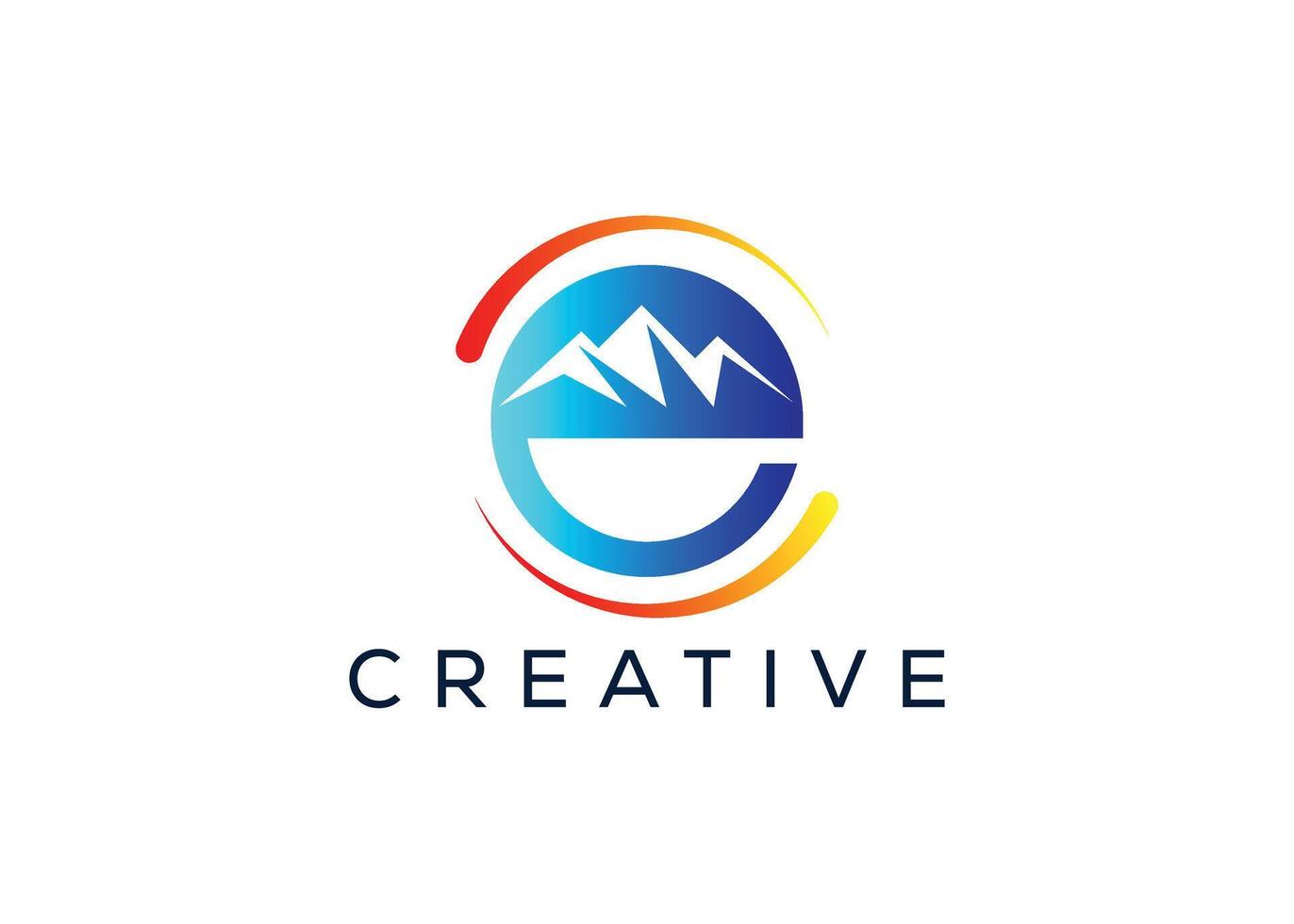 Minimal Letter E mountain logo design vector template. Initial Letter E hill vector logo