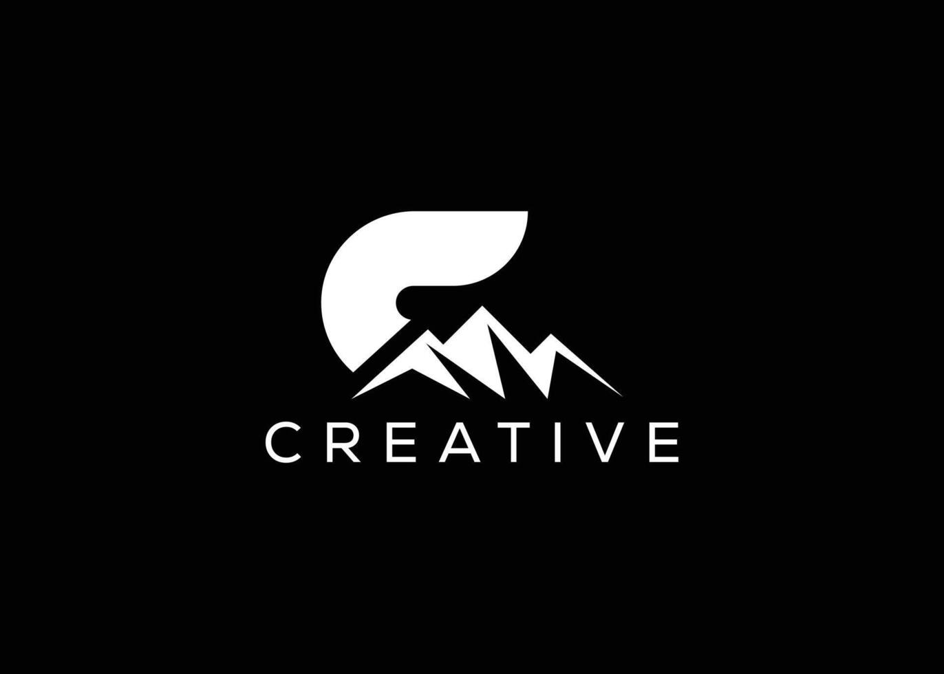 Minimal Letter C mountain logo design vector template. Initial Letter C hill vector logo