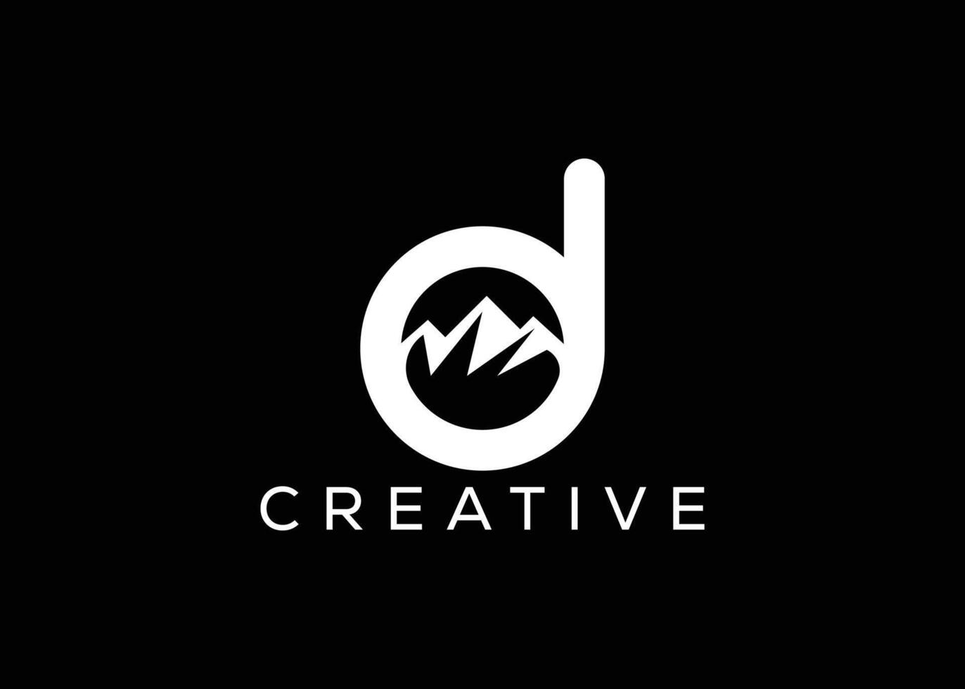 Minimal Letter D mountain logo design vector template. Initial Letter D hill vector logo