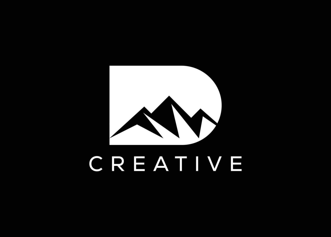 Minimal Letter D mountain logo design vector template. Initial Letter D hill vector logo