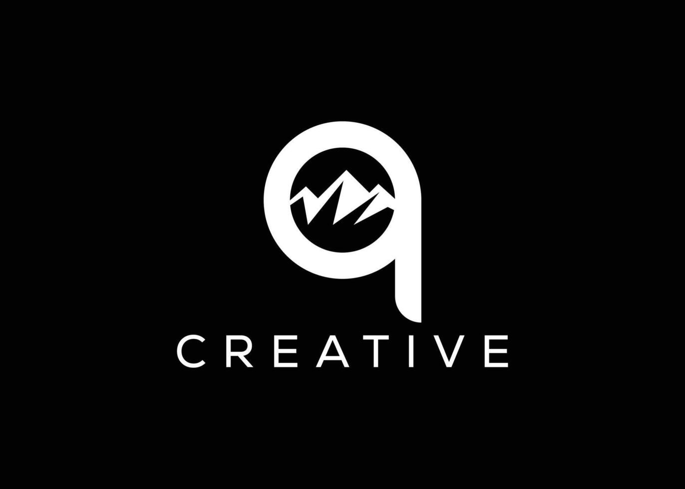Minimal Letter Q mountain logo design vector template. Initial Letter Q hill vector logo.
