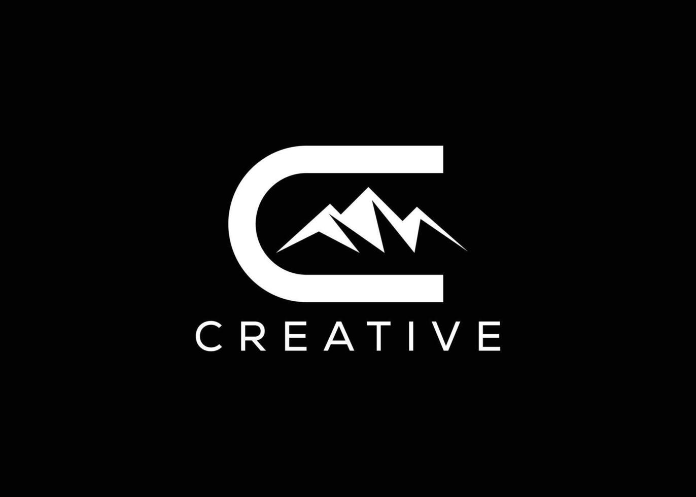 Minimal Letter C mountain logo design vector template. Initial Letter C hill vector logo