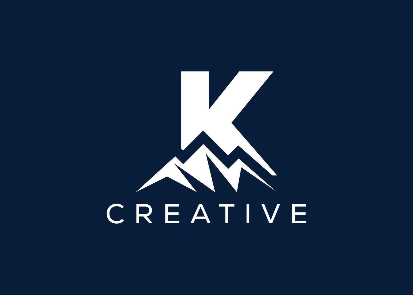 Minimal Letter K mountain logo design vector template. Initial Letter K hill vector logo