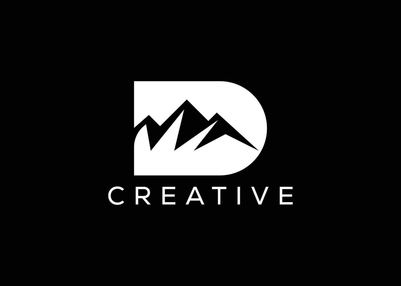 Minimal Letter D mountain logo design vector template. Initial Letter D hill vector logo