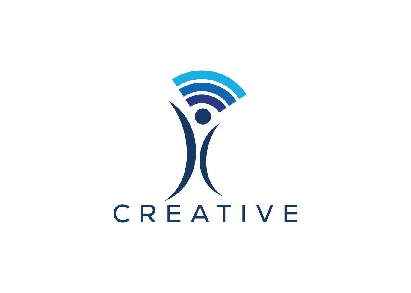 Wi-Fi and Man logo design vector template