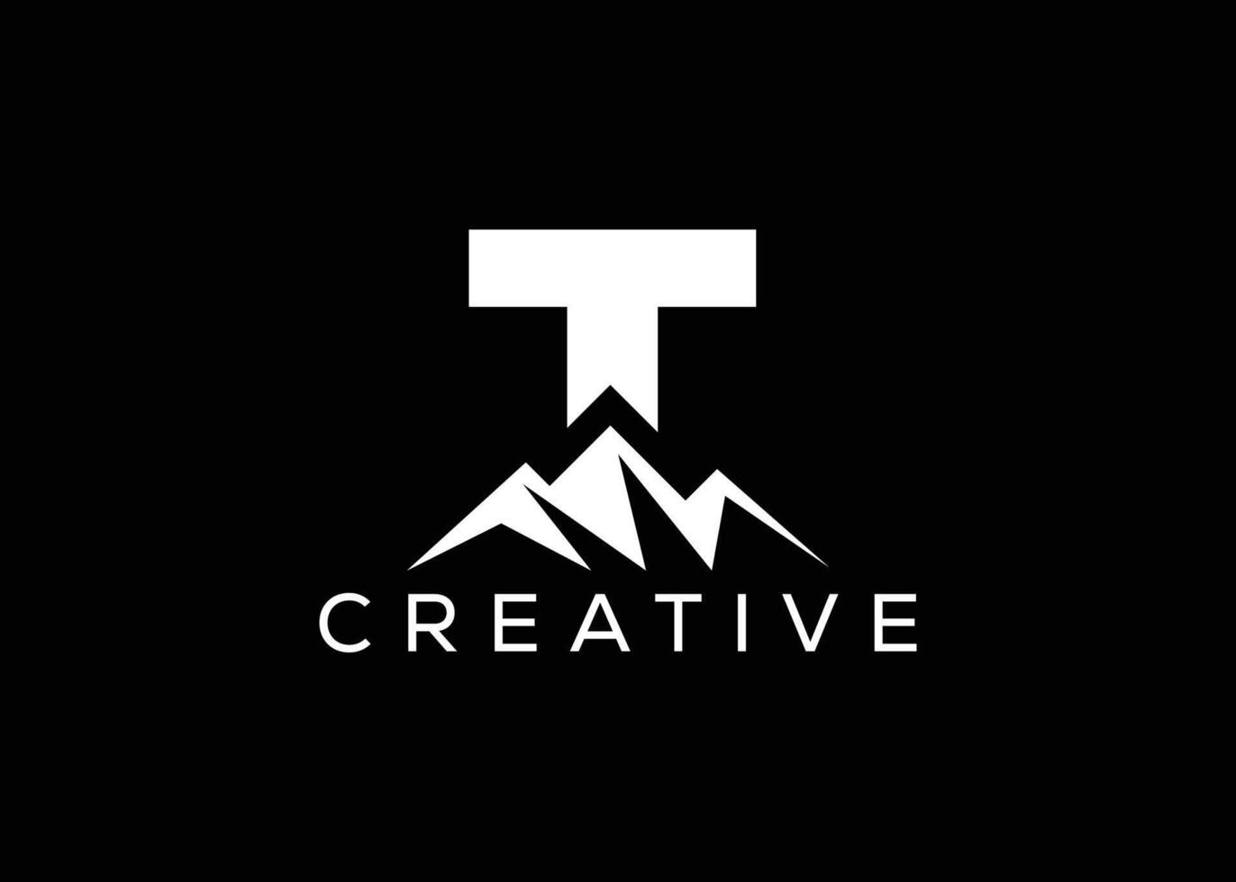 Minimal Letter T mountain logo design vector template. Initial Letter T hill vector logo