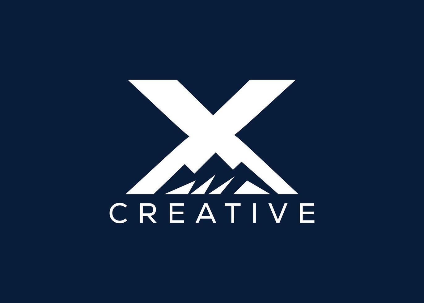 Minimal Letter X mountain logo design vector template. Initial Letter X hill vector logo