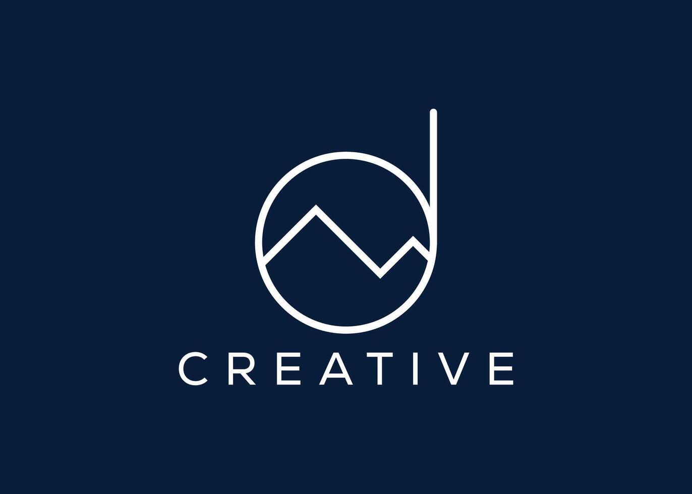 Minimal Letter D mountain logo design vector template