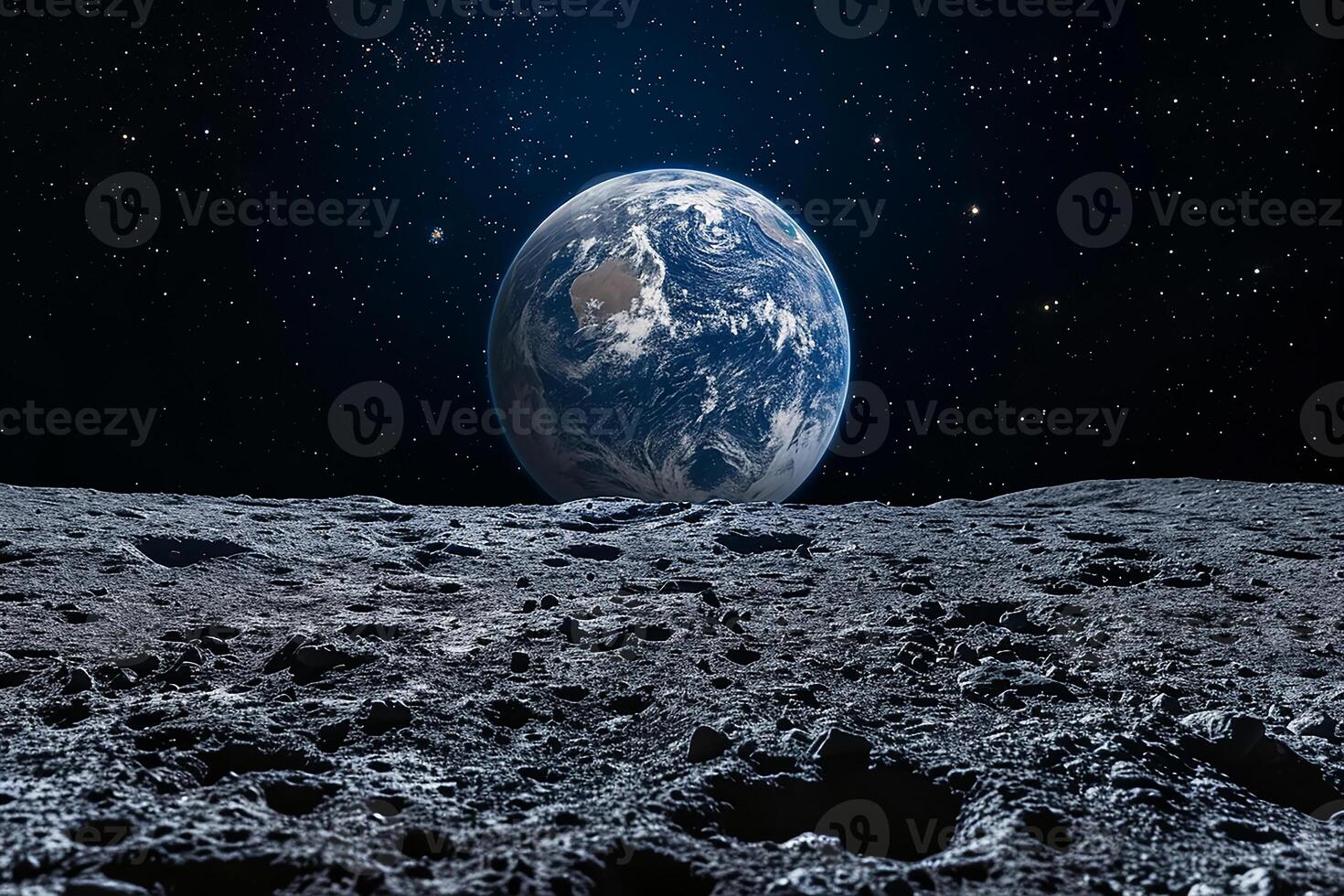 AI generated The Earth as Seen from the Surface of the Moon photo