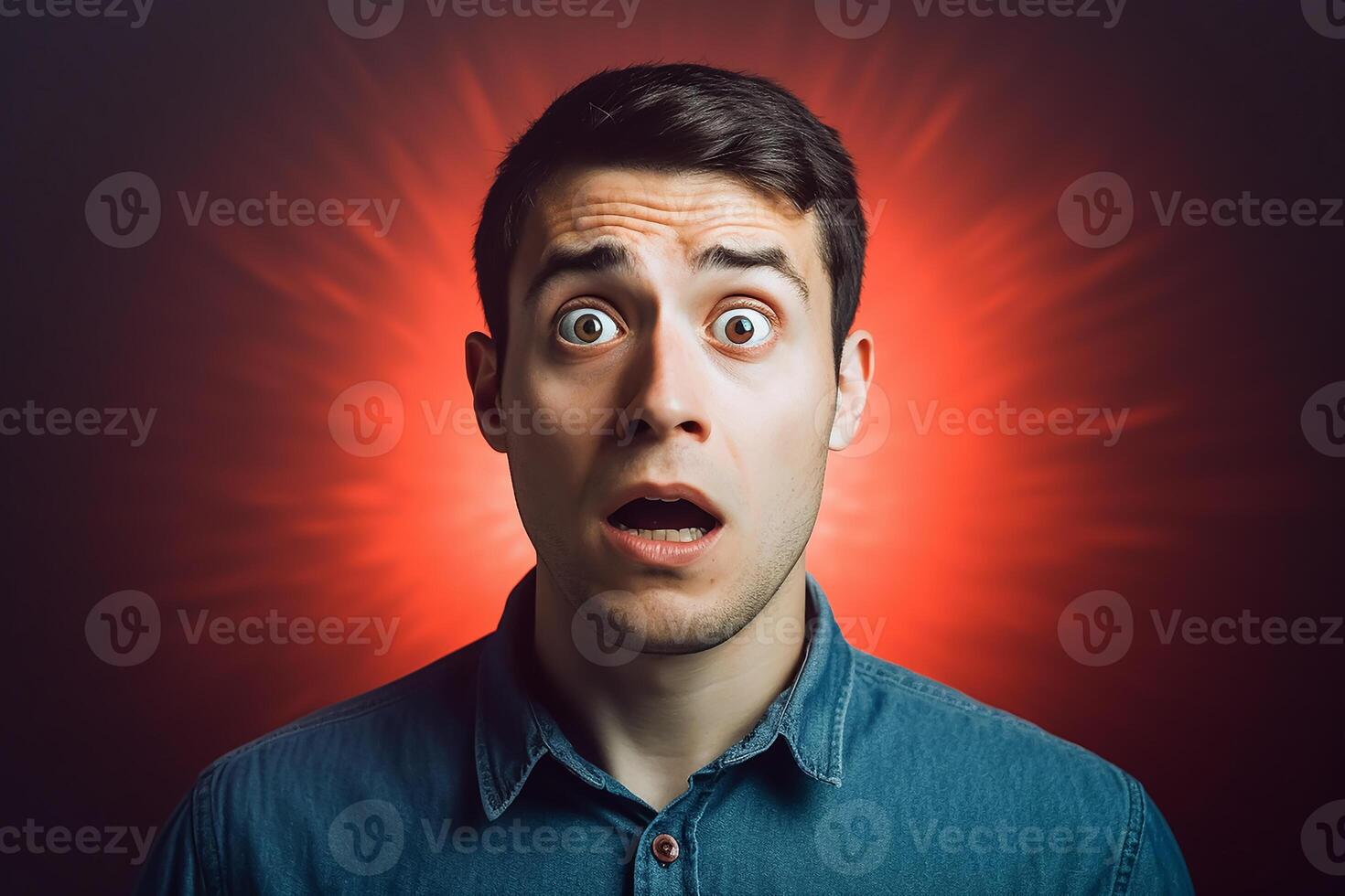 AI generated Shocked surprised expression man photo