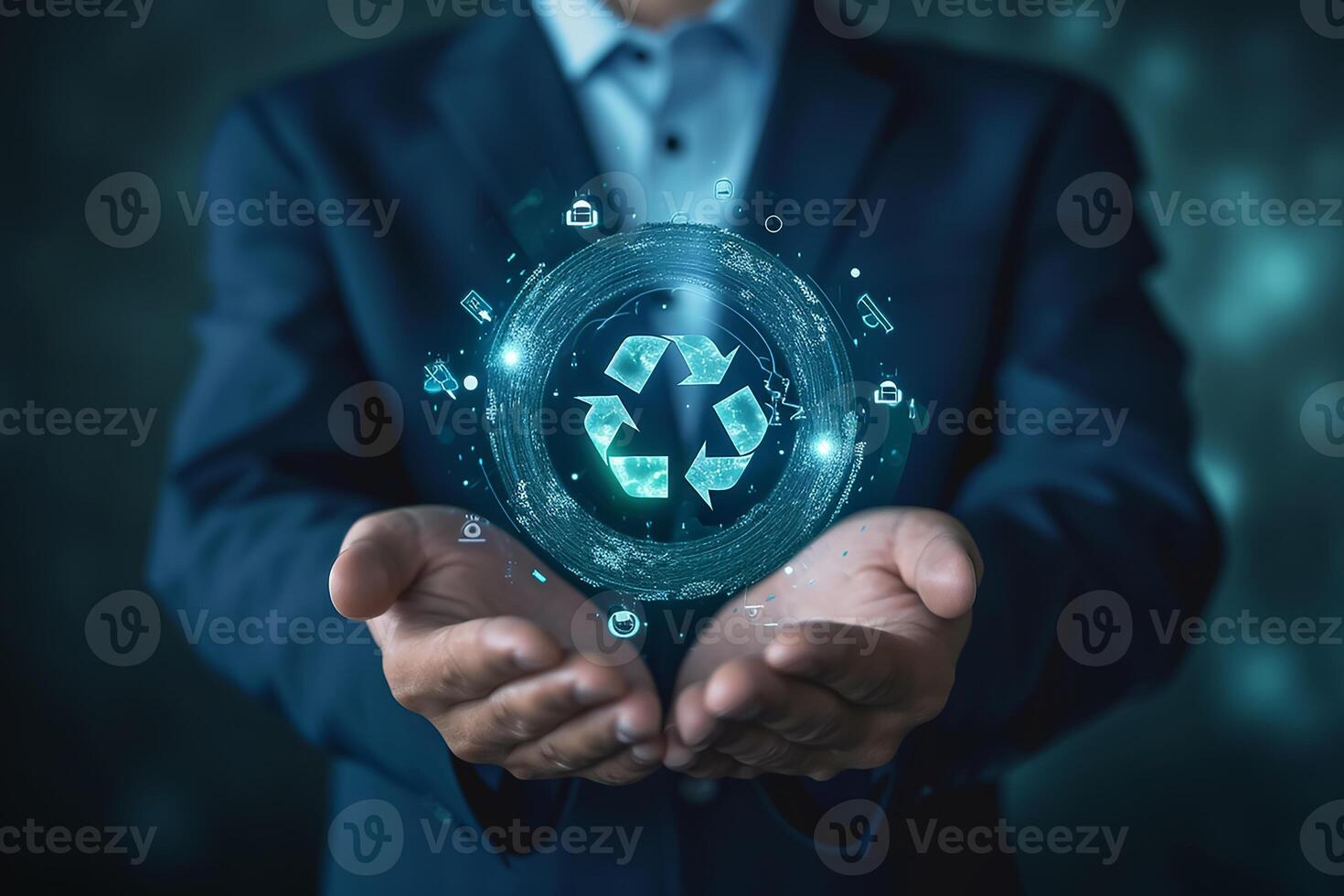 AI generated A humane holding circular economy icon Circular economy concept for future business growth photo