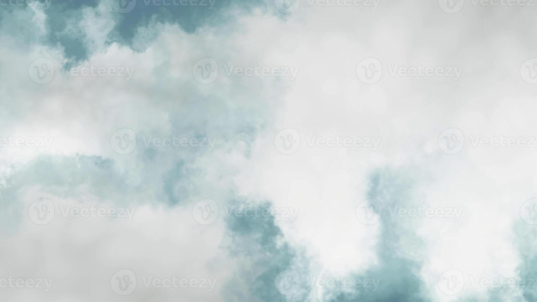 Turquoise background. Motion.White heavy clouds in the animation scatter in different directions. photo