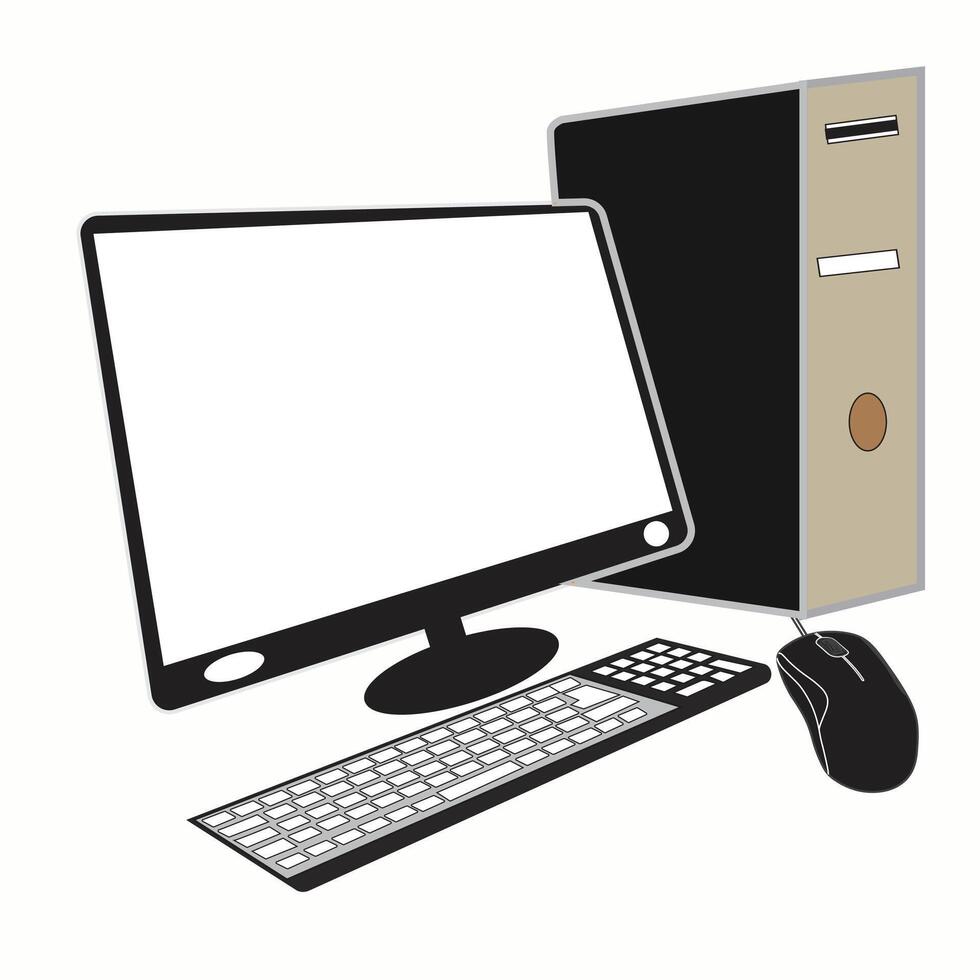 Desktop computer vector icon illustration eps