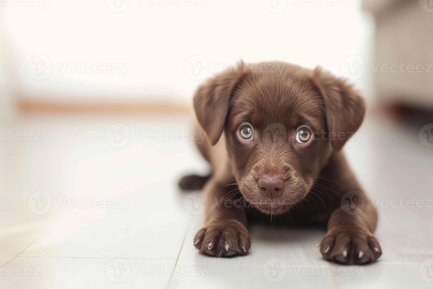 AI generated Adorable brown puppy on white background photo