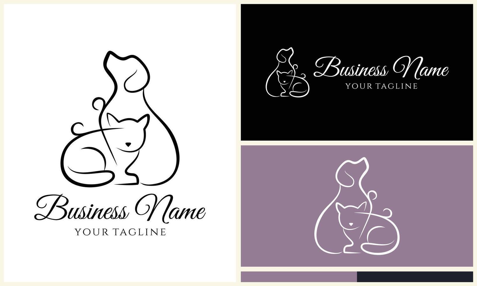 line art pet grooming logo vector