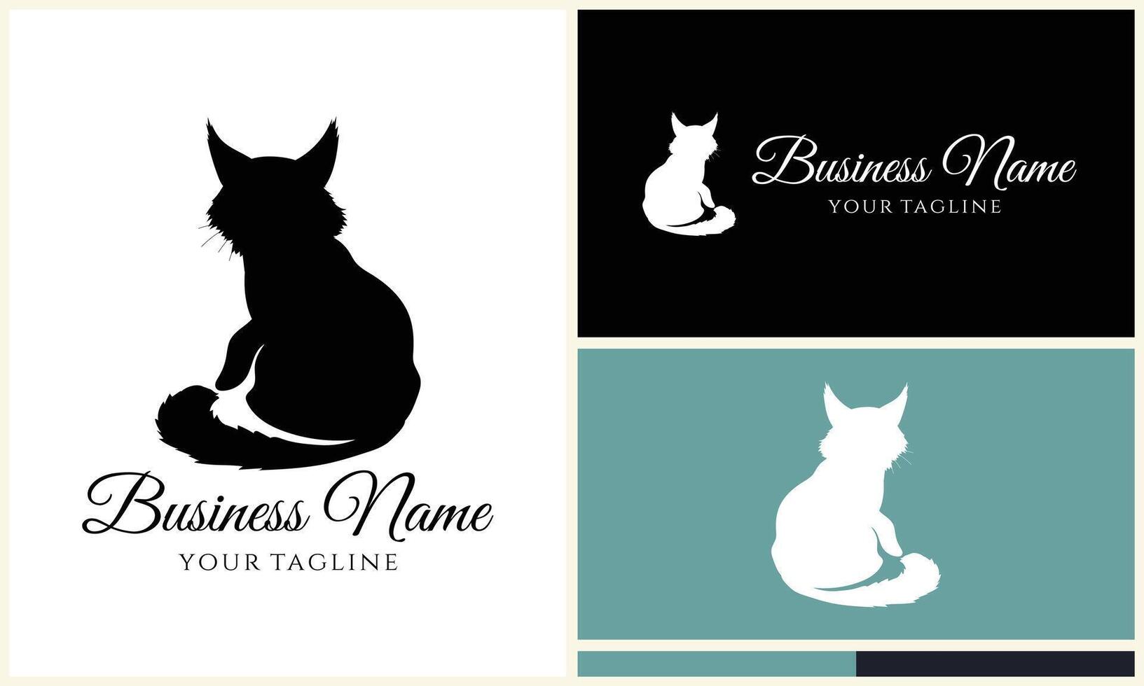 vector cat silhouette logo template