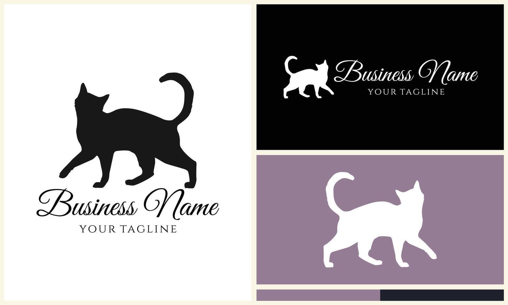 silhouette vector cat logo template