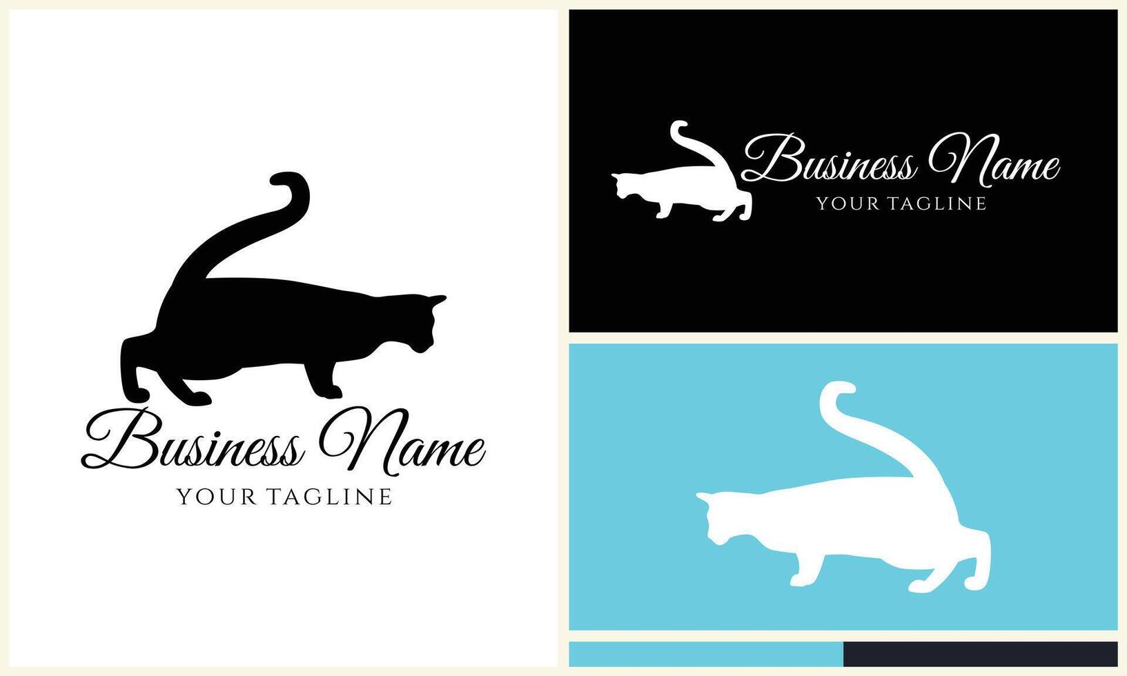 silhouette vector cat logo template