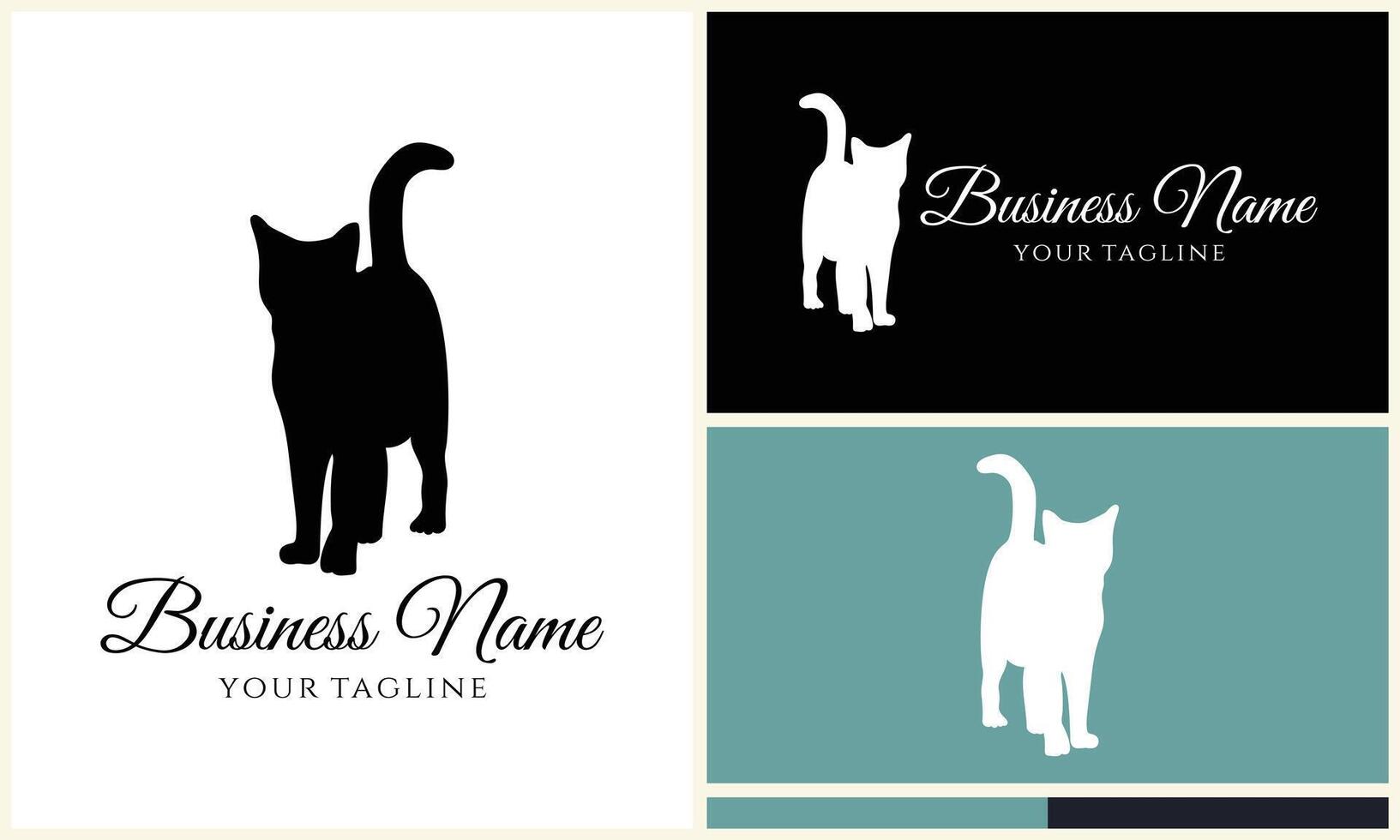 silhouette vector cat logo template