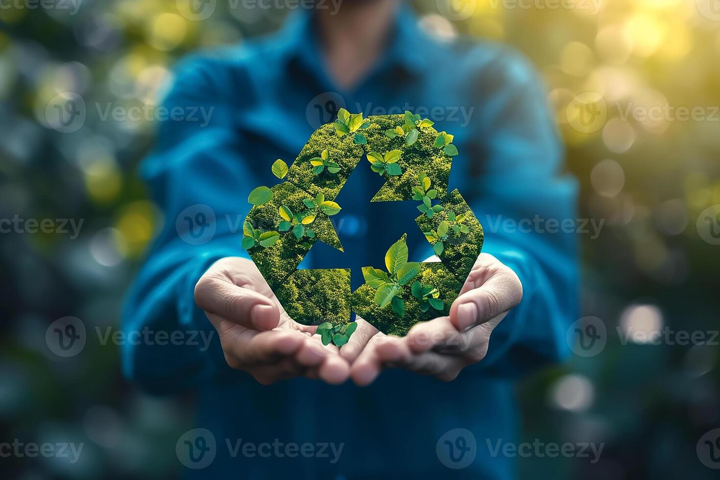 AI generated A humane holding circular economy icon Circular economy concept for future business growth photo
