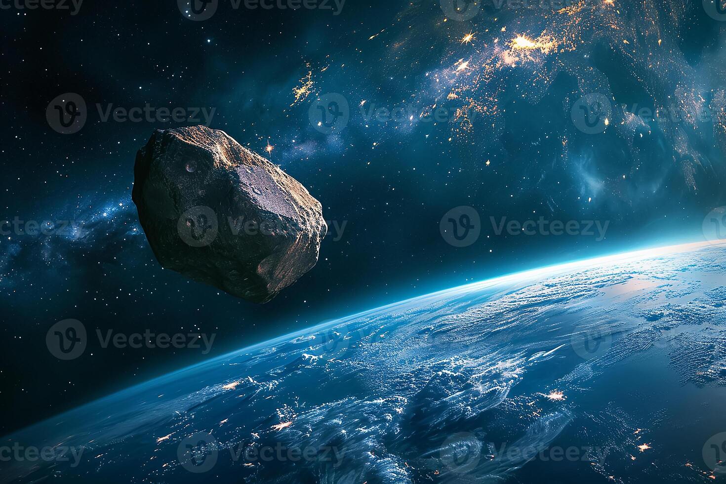 ai generado asteroide en el espacio foto