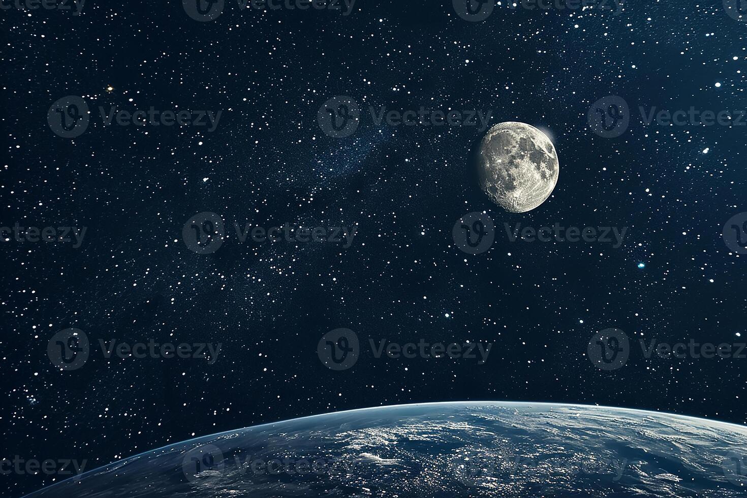 AI generated The Earth against the Moon view photo