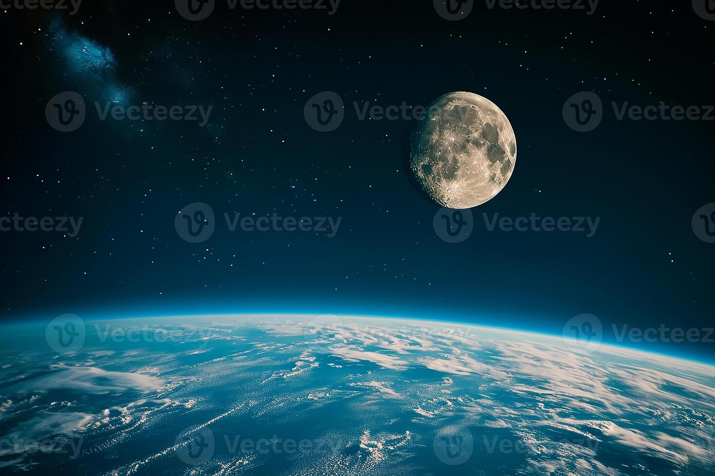 AI generated The Earth against the Moon view photo