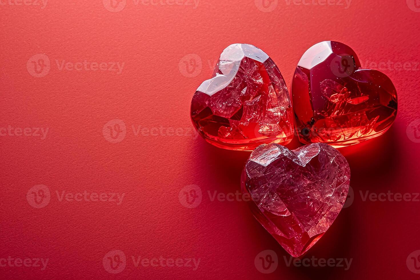 ai generado rojo color antecedentes rodeado por romántico atmósfera de flotante rojo corazón conformado separar documentos foto