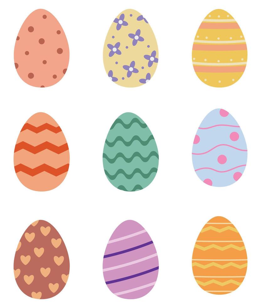 Vector set of Easter eggs with different patterns