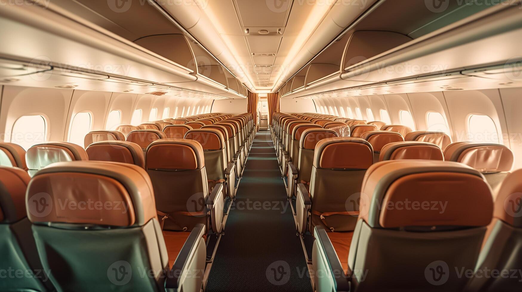 AI generated empty airplane interior view photo