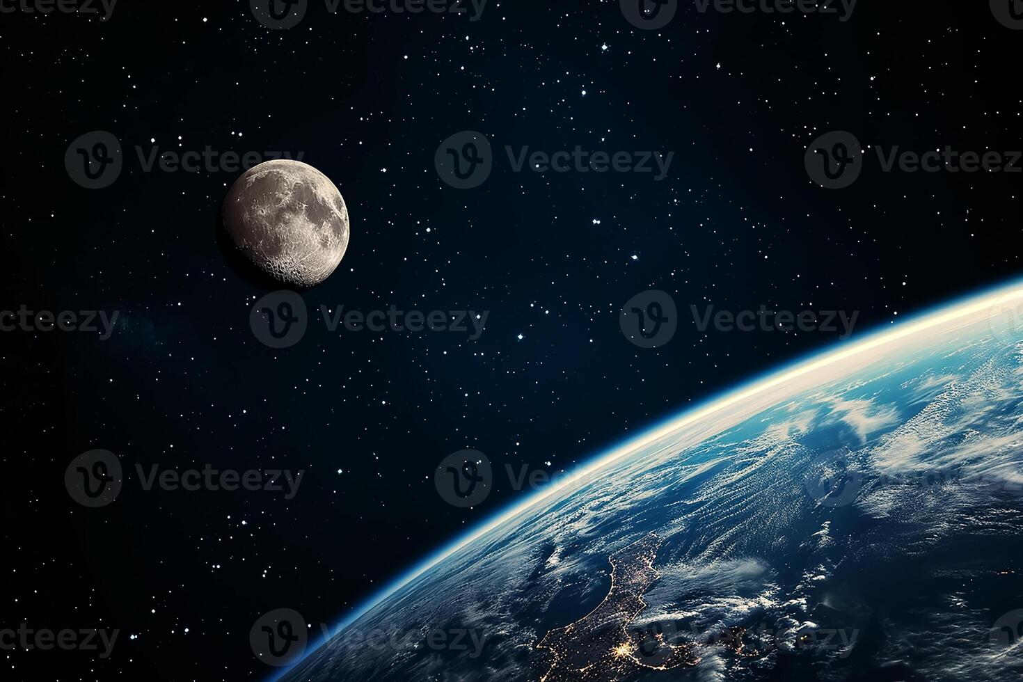 AI generated The Earth against the Moon view photo