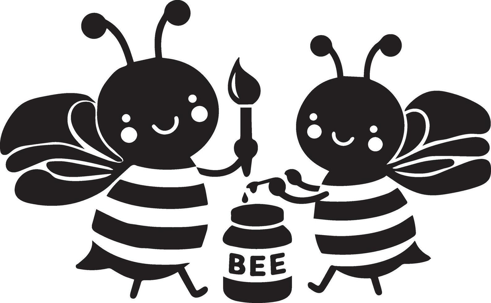 dos abeja recoger miel vector silueta