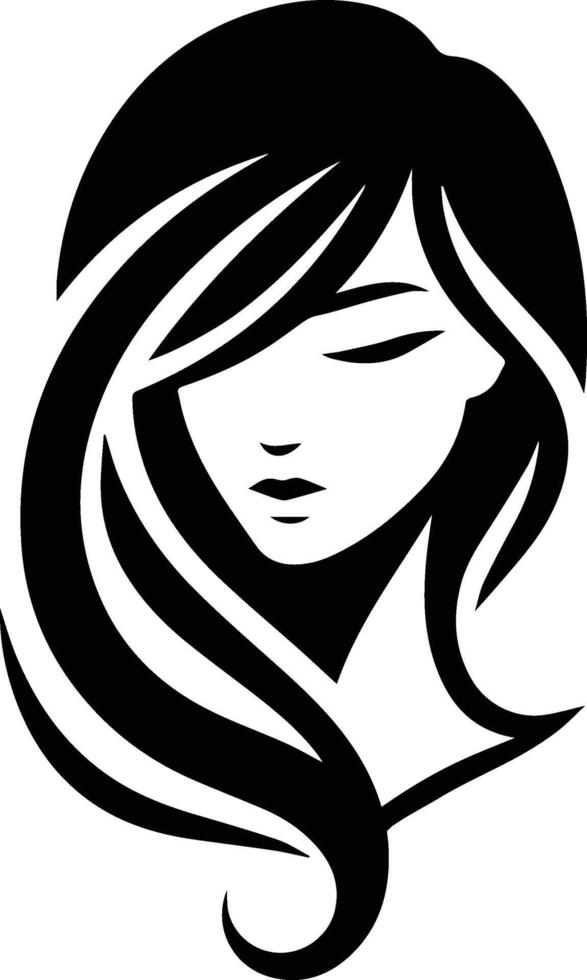 mujer cara silueta vector icono