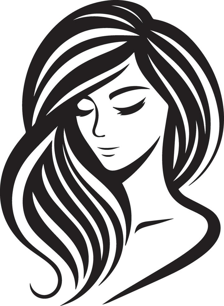 Woman Face Silhouette vector icon.