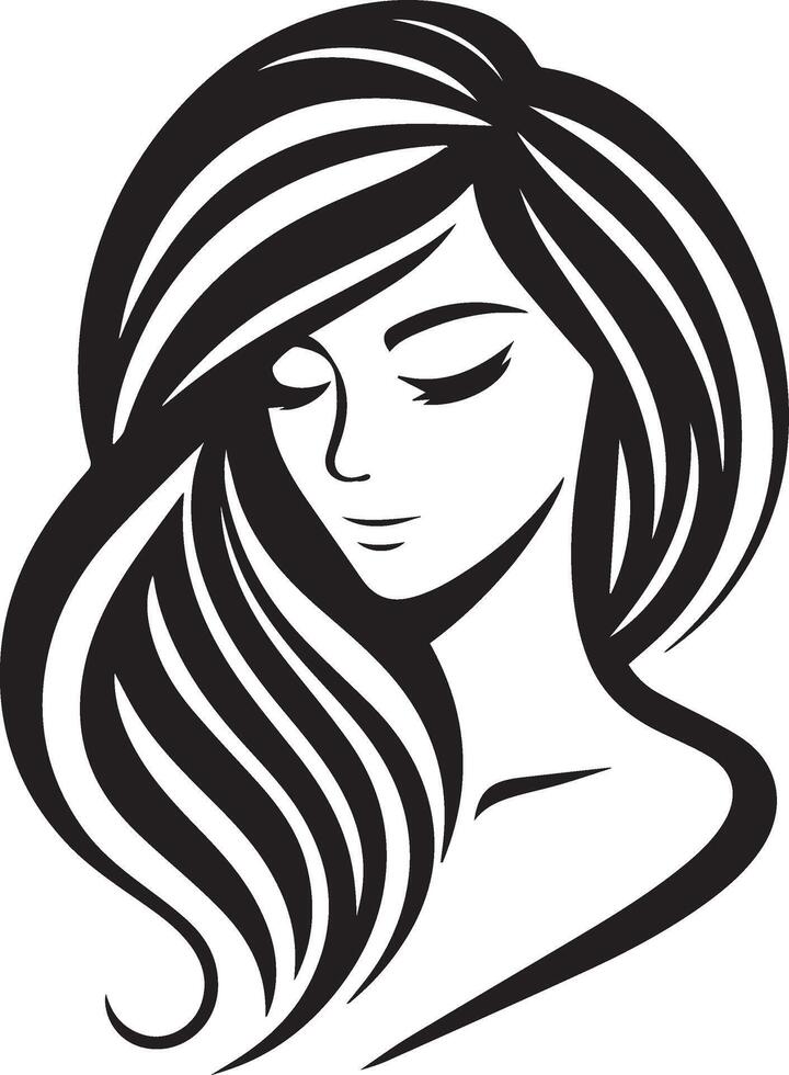 mujer cara silueta vector icono.