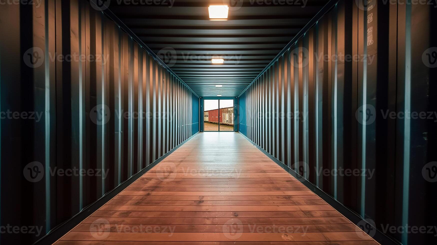 AI generated Empty shipping container interior view photo