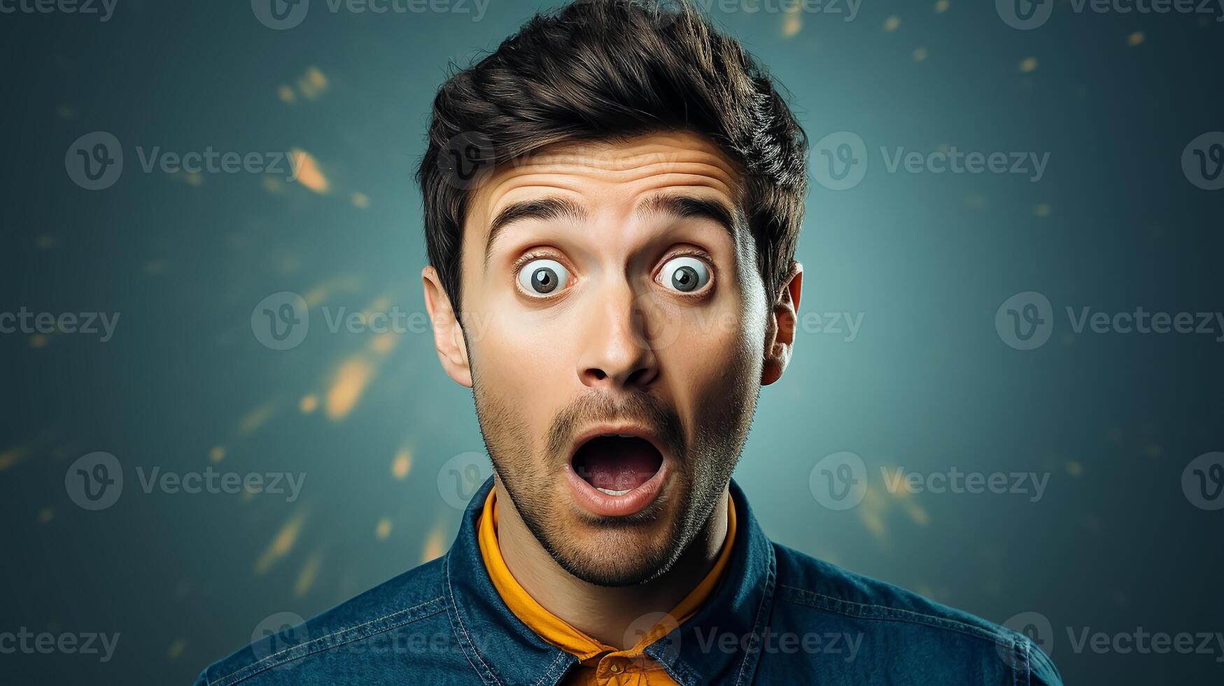 AI generated Shocked surprised expression man photo