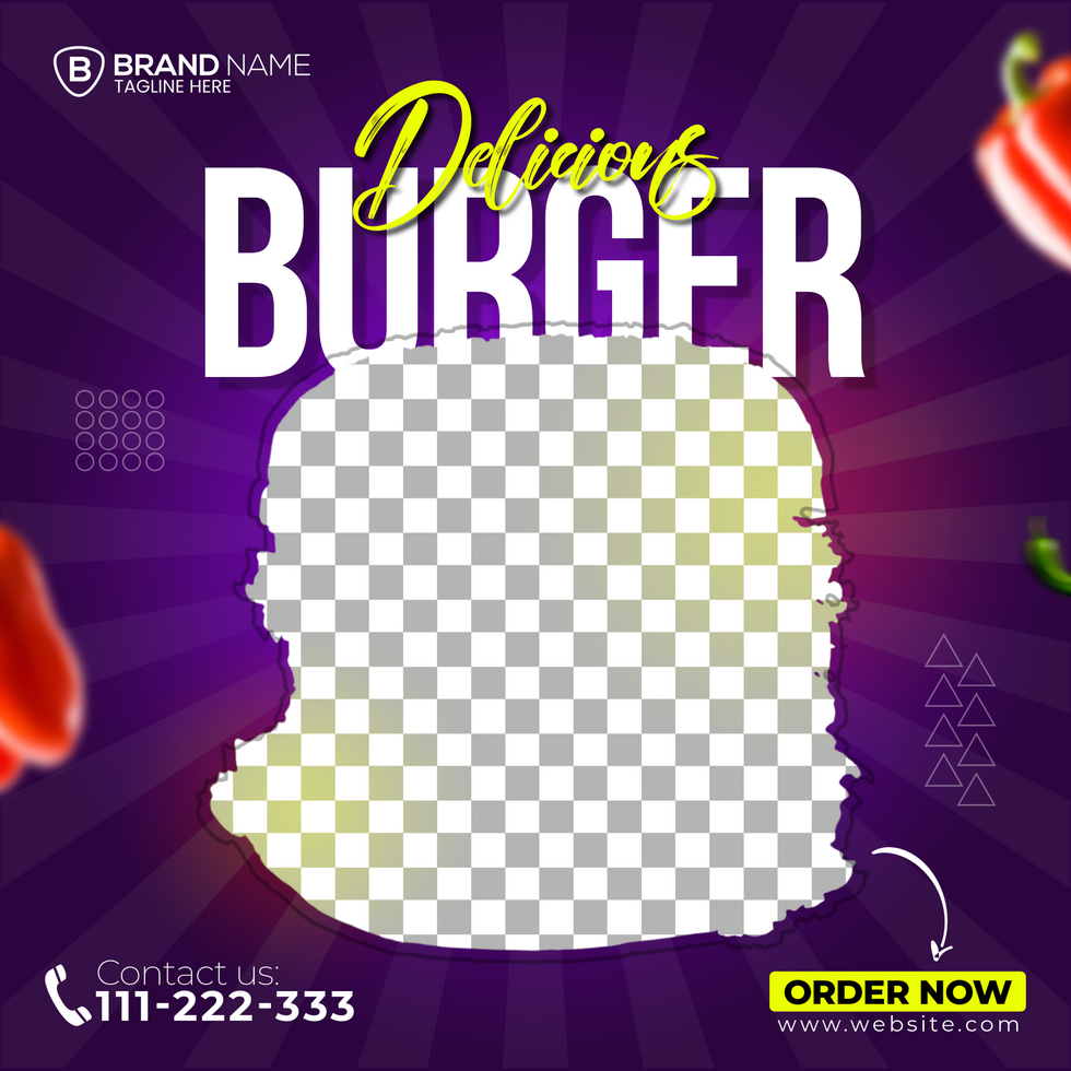 Social Media Fast Food Burger Post Template Design psd