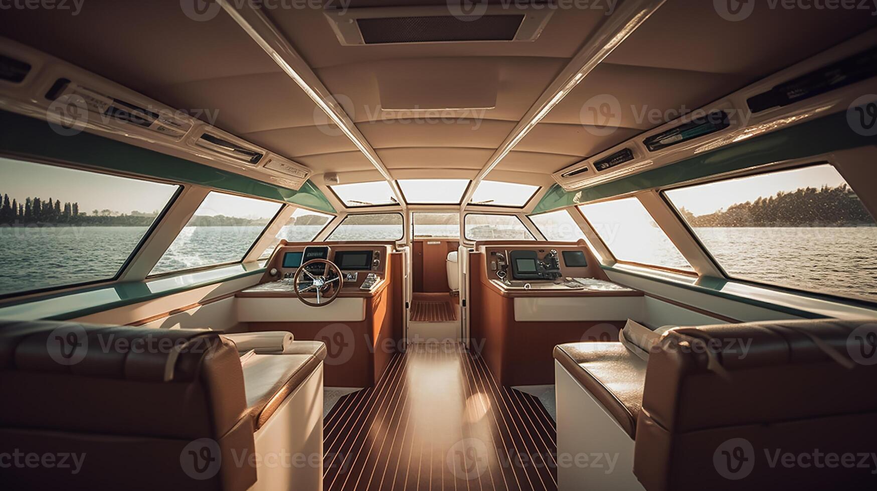 AI generated Empty boat interior view photo