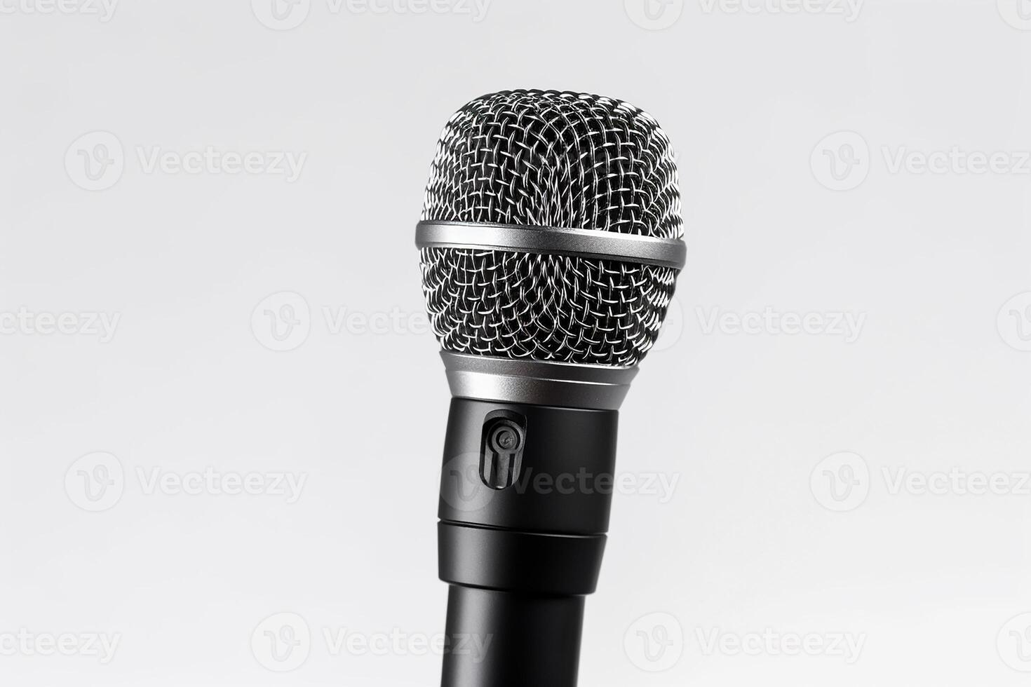 AI generated microphone on isolated white background photo