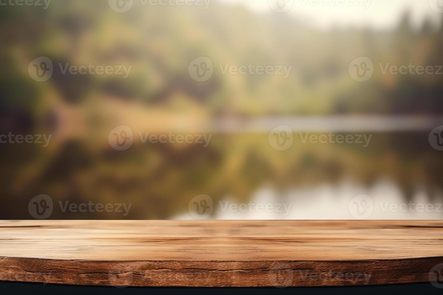 AI generated Empty wooden table for product display photo