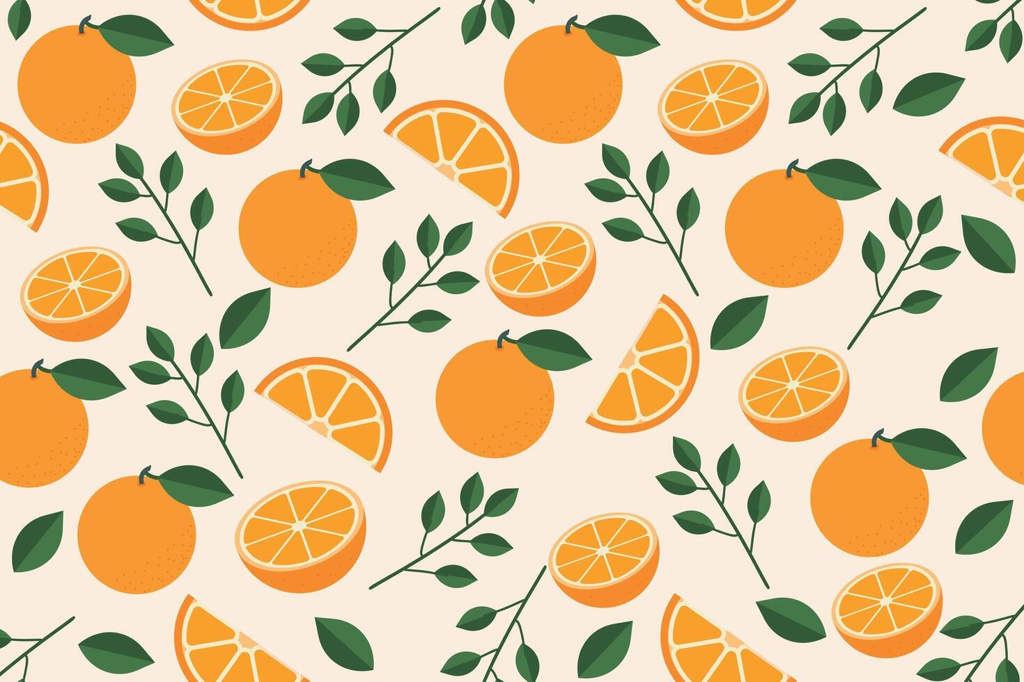 Seamless pattern with cute tropical fruit orange. Cute summer background for fabrics, decorative paper, textile print. Templates for celebration, ads, branding, banner, cover, label, poster vector