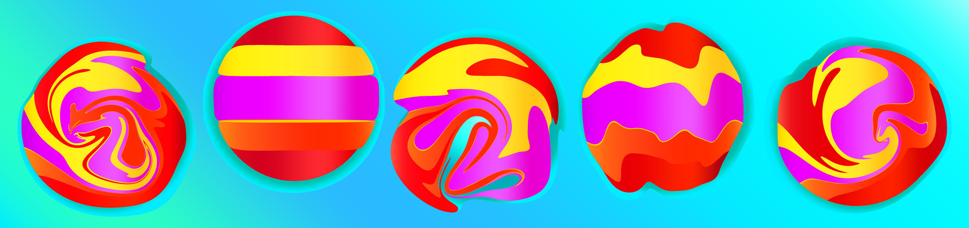 Bright Vector Set Of Rounded Geometric Abstract Shapes On Gradient Bright Vector Set Of Rounded Geometric Abstract Shapes On Gradient