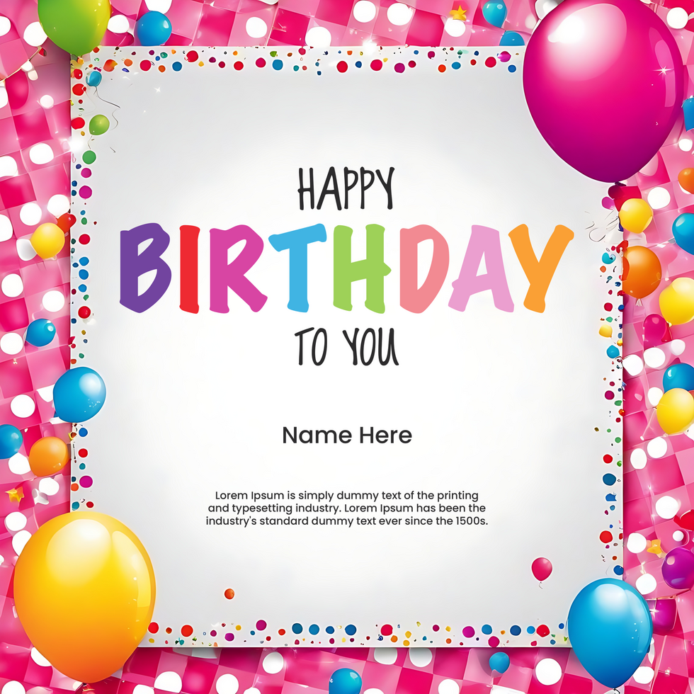 AI generated PSD digital birthday celebration social media post template